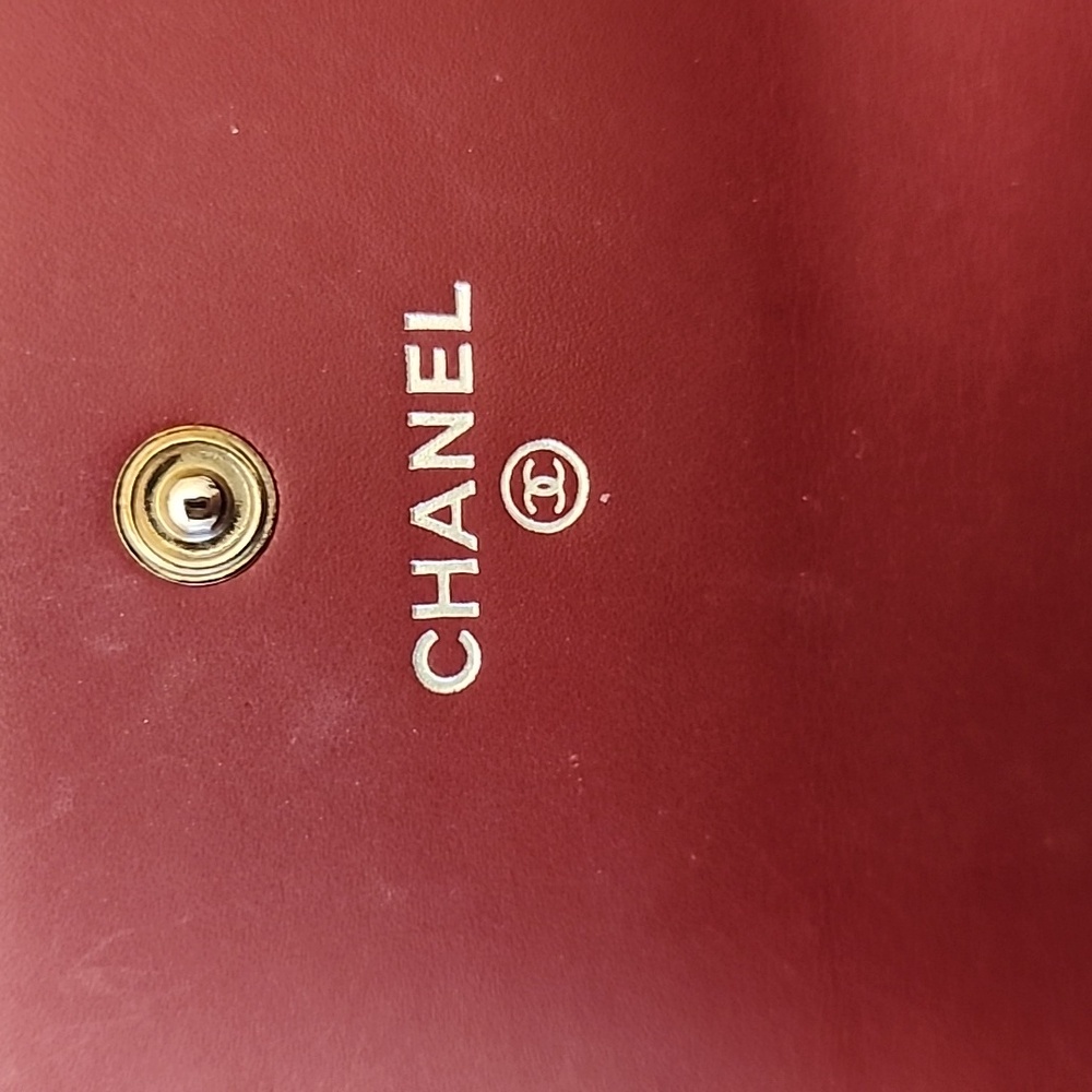 Chanel Continental CC Flap Wallet Purse Glazed Calfskin Entrupy COA Burgundy - Picture 7 of 16
